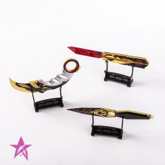 Valorant Champions Collection – 3D printed Karambit, Butterfly, Kunai (Blunt, Cosplay & Display) + Free Stand